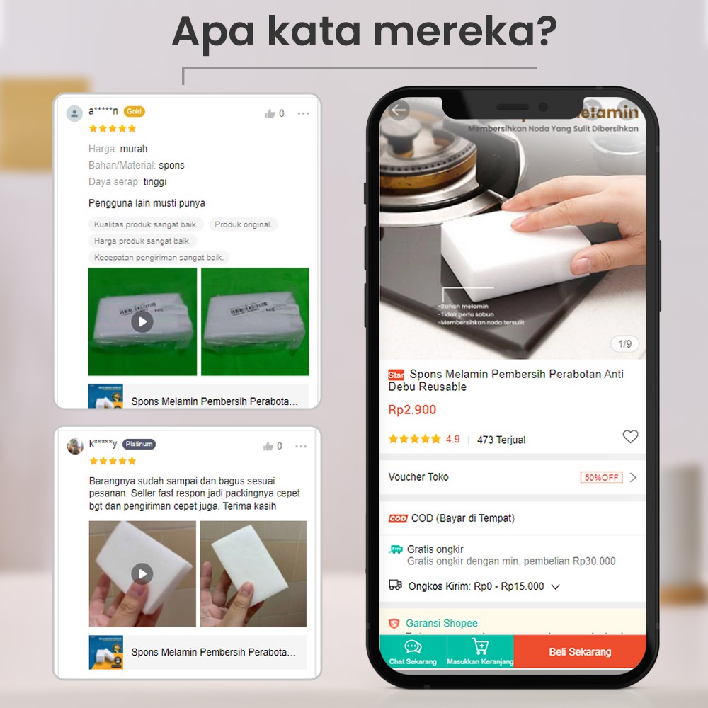 Spons Melamin Pembersih Perabotan Anti Debu Reusable