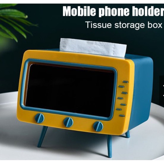 [BISA COD] PROMO Tempat Tissue dan HP Bentuk TV Phone Holder Unik Tempat Penyimpanan Portable Murah