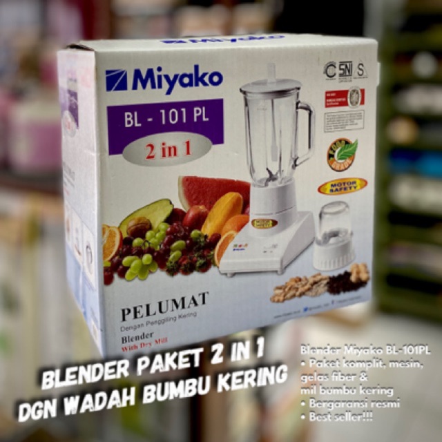 Miyako Blender 101PL Blender 2 In 1 - BL 101 PL fiber plastik Garansi Resmi