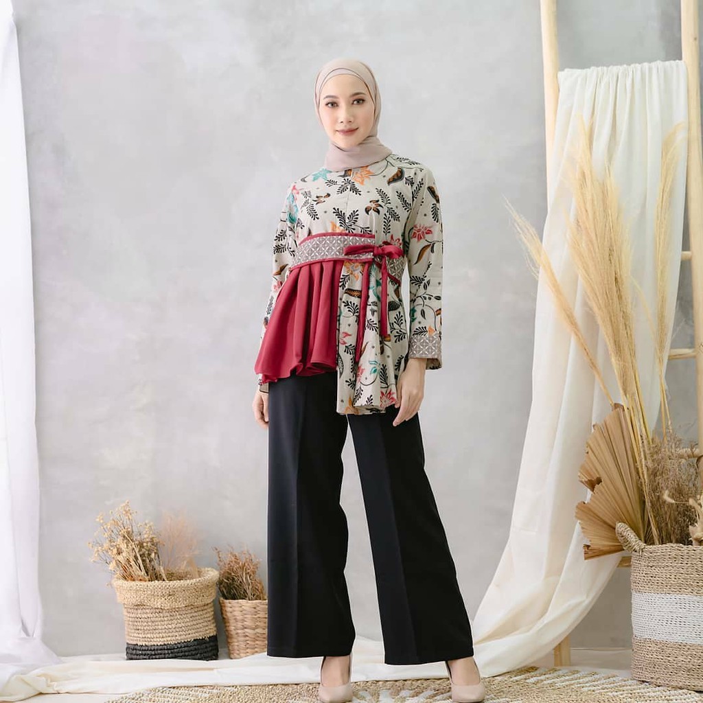 Batik Wanita Kekinian Blouse Lengan Panjang Busui Model Rampel Terbaru Batik Irma