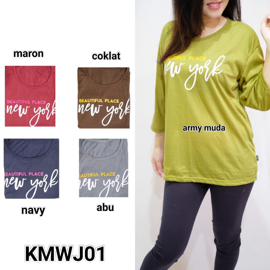 HB FO - Kaos Jumbo 3/4 BP NEW YORK KMWJ01 Fashion Wanita