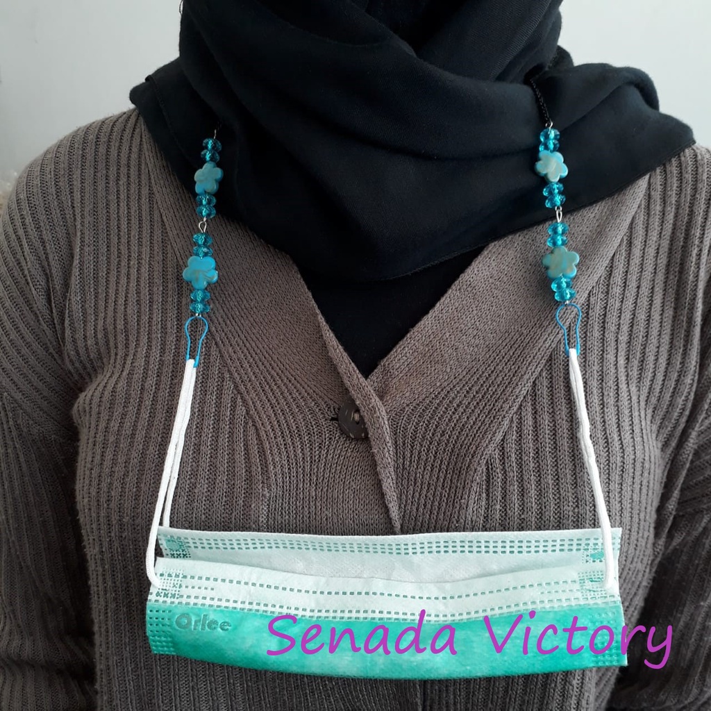 Senada Victory Kalung Masker Bunga Kristal 2 in 1 Konentor Hijab SKM03