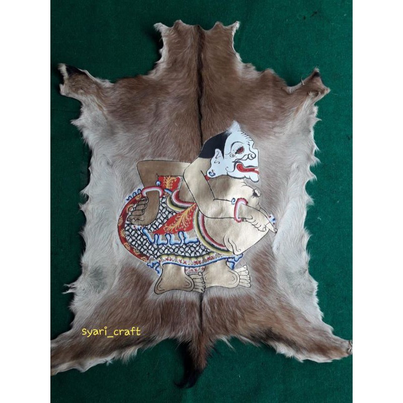 LUKISAN WAYANG SEMAR HIASAN DINDING KULIT KAMBING FULL BODY