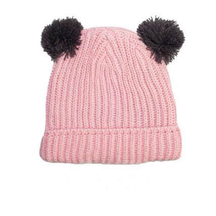 Kupluk Pompom Anak Bayi Cewek Cowok Polos / Bordir Nama Suka Suka-Pink Muda
