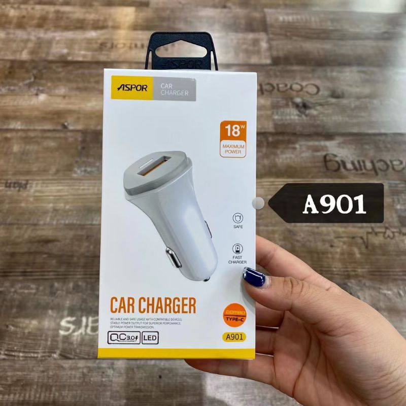 car charger Aspor Quick Charge 3.0 with led fast charger cocok untuk charger mobil