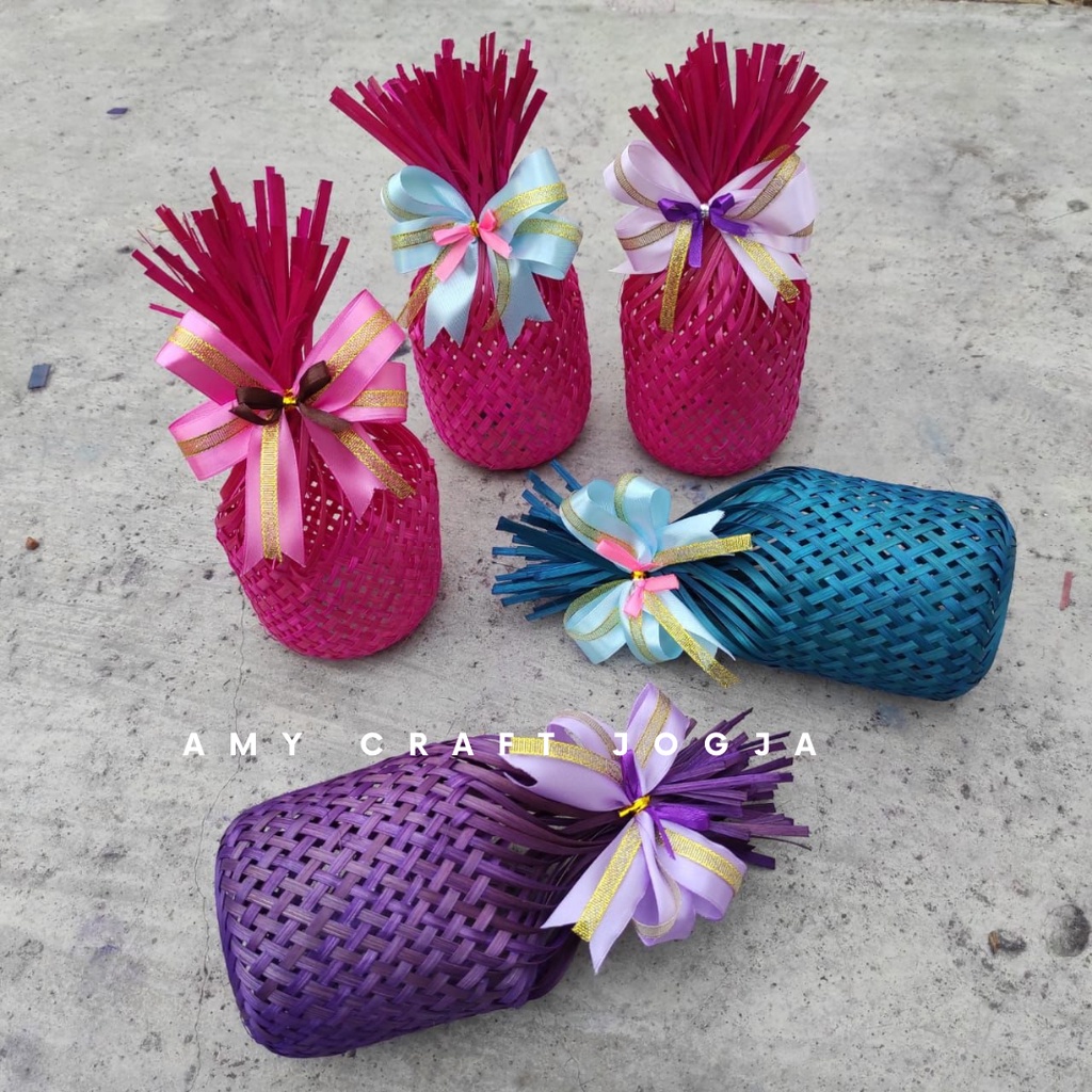 Krongso Natural 9x23 cm dan 5x20cm / besek ikat/ besek krongso/ hampers bambu/ besek nanas/ krongso 
