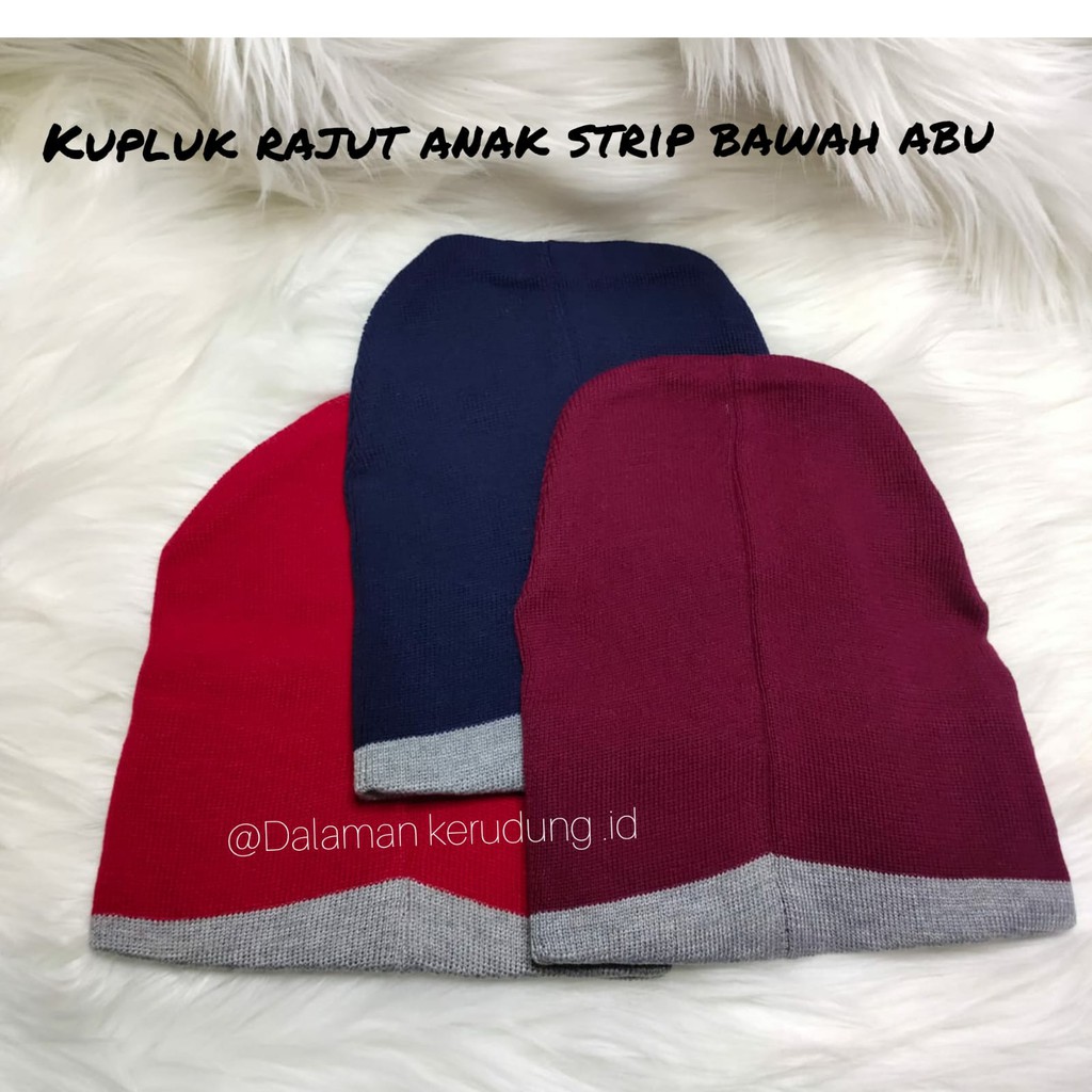 model terbaru - Kupluk Rajut Anak Strip Bawah ABU/ Beanie Hat Anak