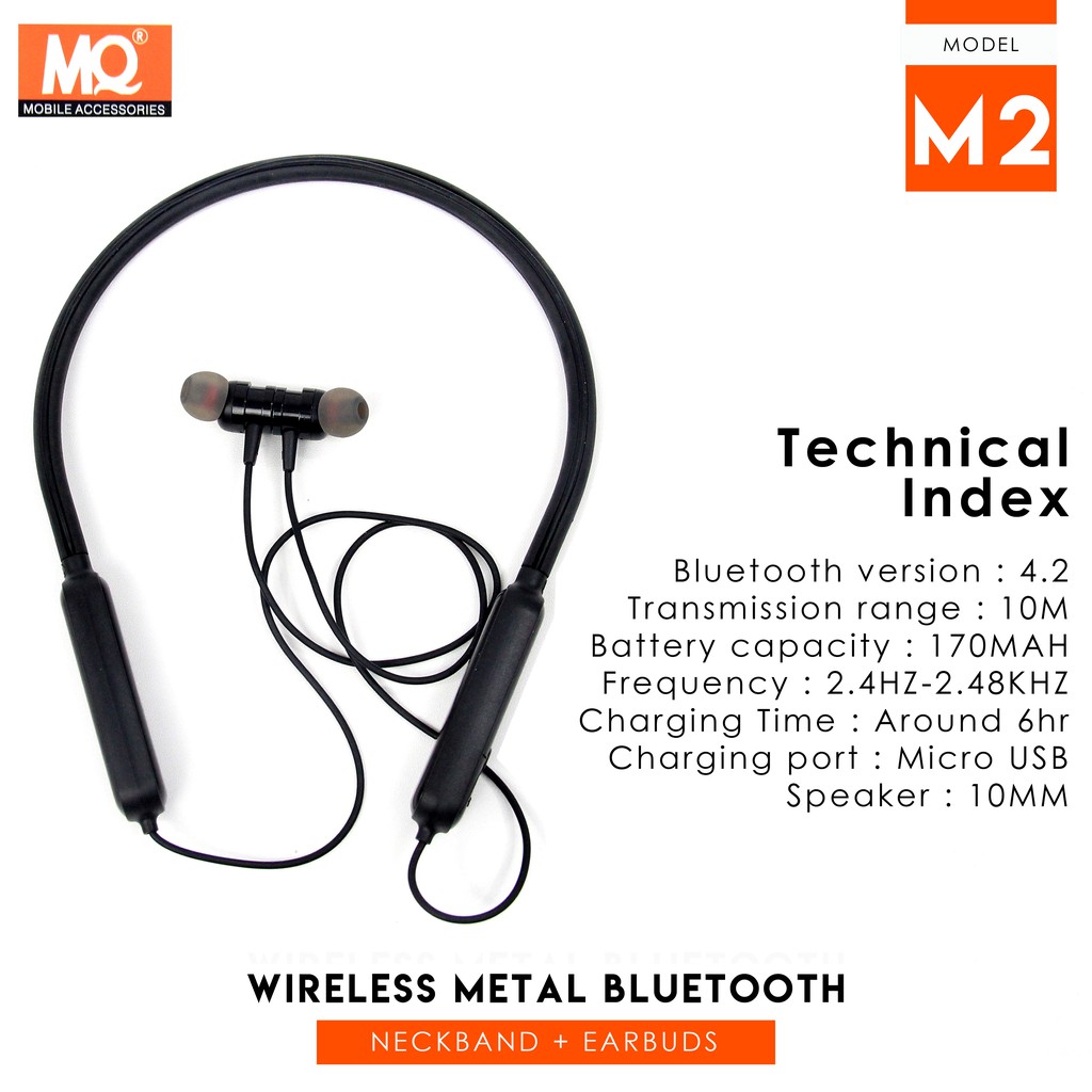 HANDSFREE /HEADSET/EARPHONE BLUETOOTH SPORT NECKBAND MQ- MI &amp; M2 MAGHNETIC (MQ555)