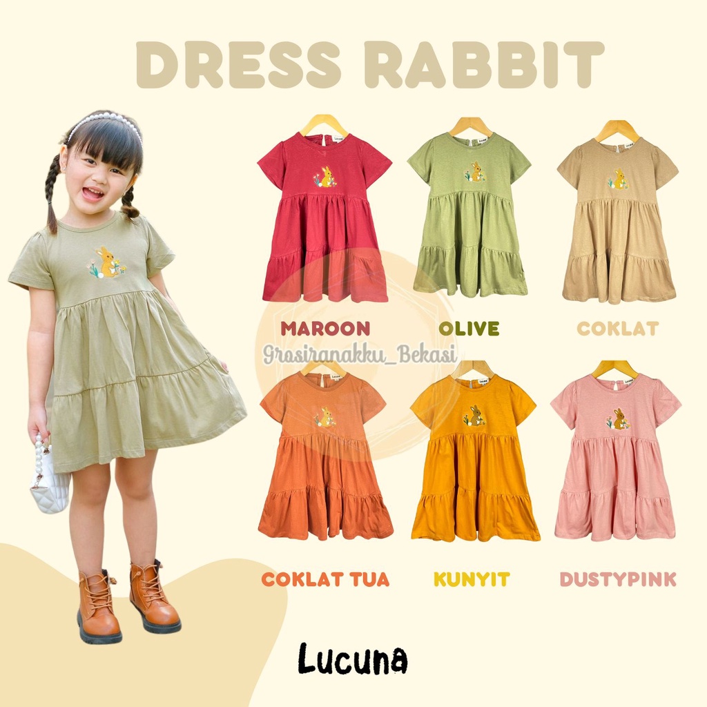 Dress Anak Rabbit Lucuna Mix Warna Size 1-5 Thn