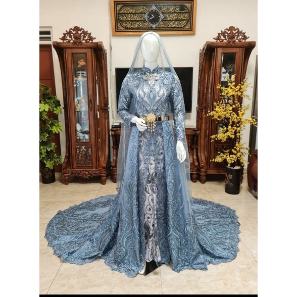 KEBAYA BELAH FULL PAYET MEWAH BEREKOR//GAUN WEDDING MEWAH MODERN