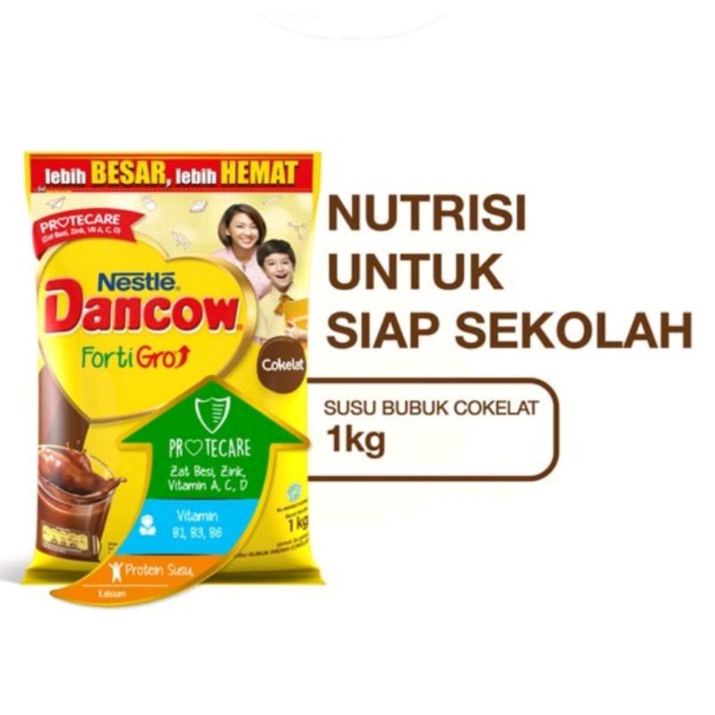 Susu Dancow FortiGro Instan Full Cream Cokelat/Coklat  Pouch 1 kg