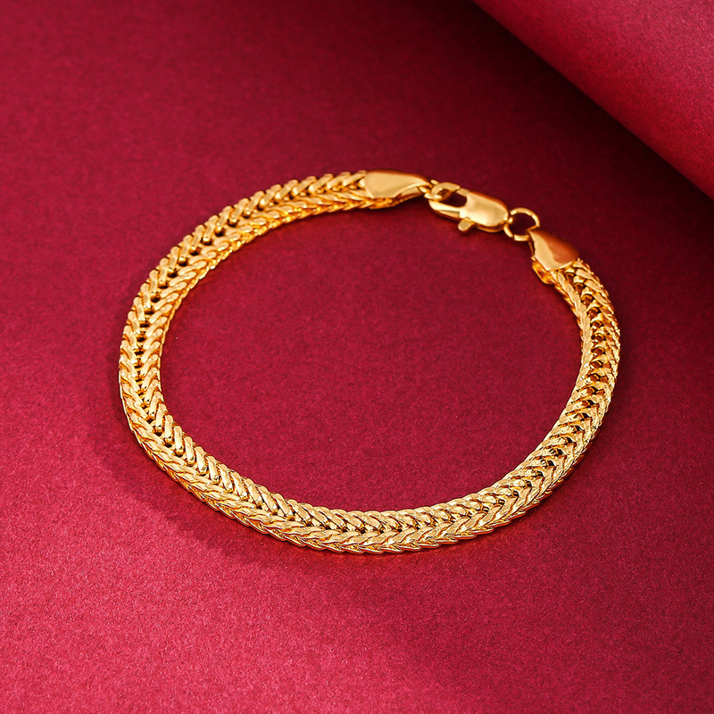 18k emas gelang pria baja titanium fashion perhiasan aksesori bangles hiphop bracelet rantai