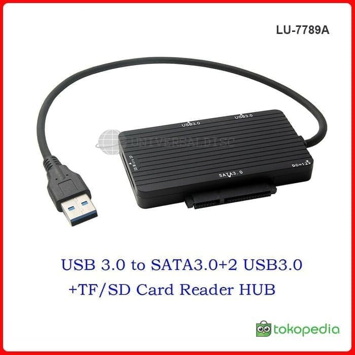 USB 3.0 Multiple 2 Port Hub &amp; 2.5 SATA &amp; TF SD MS Card Reader LU-7789A