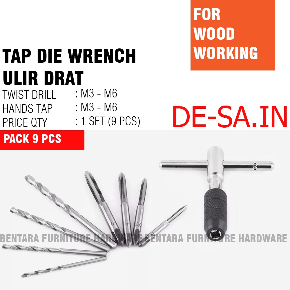 MINI TAP DIE SET - ULIR DRAT SKRUP SEKRUP BAUT TAPPING DRILL HAND TAP WRENCH