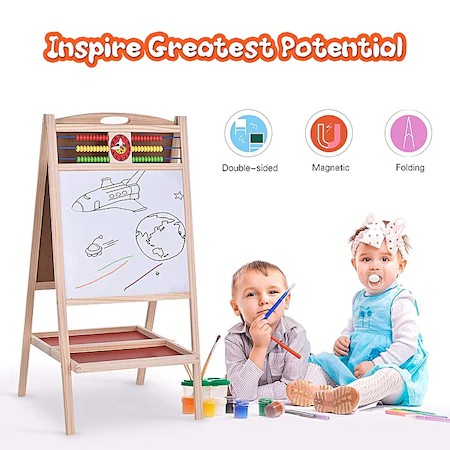 

Papan Tulis Kayu 2 Sisi Dengan Papan Magnet Putih dan Papan Klasik