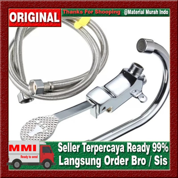 Keran wastafel pedal injak / keran wastafel injak almunium