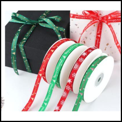 

Pita Natal Motif Merry Chritsmas Merah Hijau / Christmas Ribbon Gift - Hijau