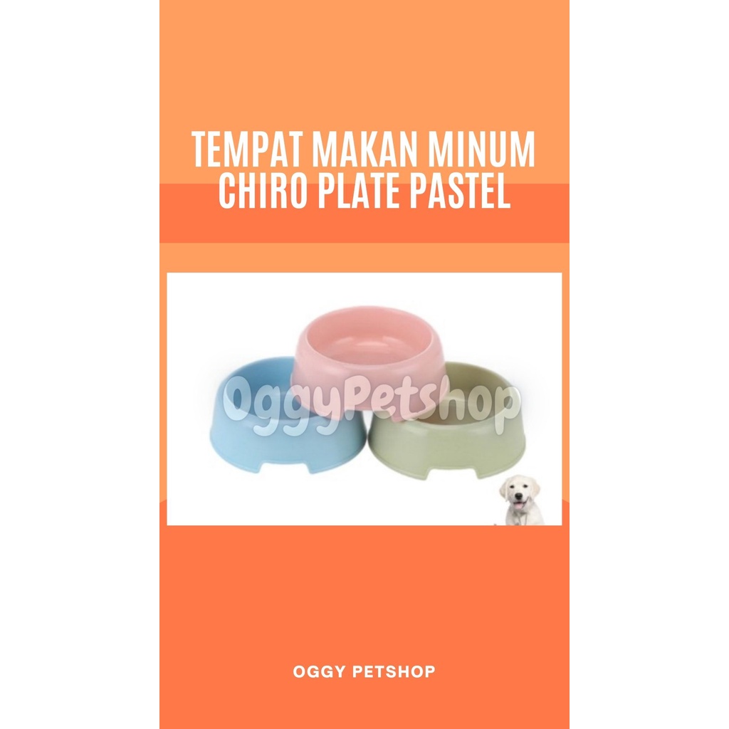 Tempat makan minum kecil anjing kucing mp 72 chiro plate pastel