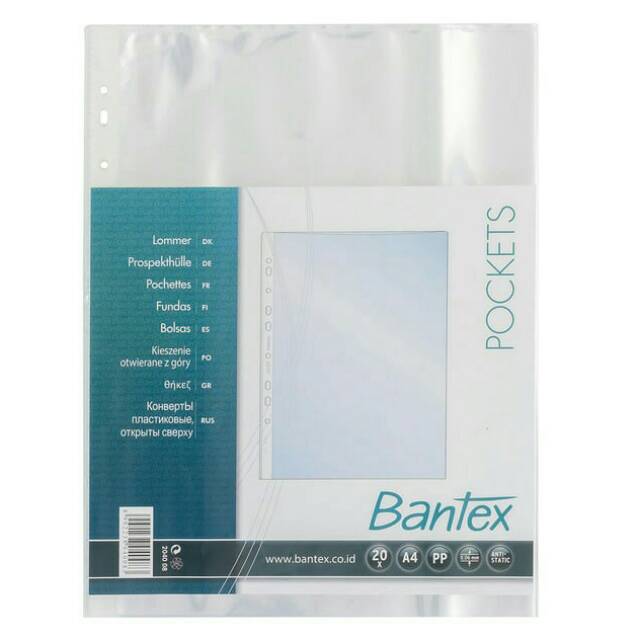 

PP Pocket Bantex A4 Clear 20 Lembar