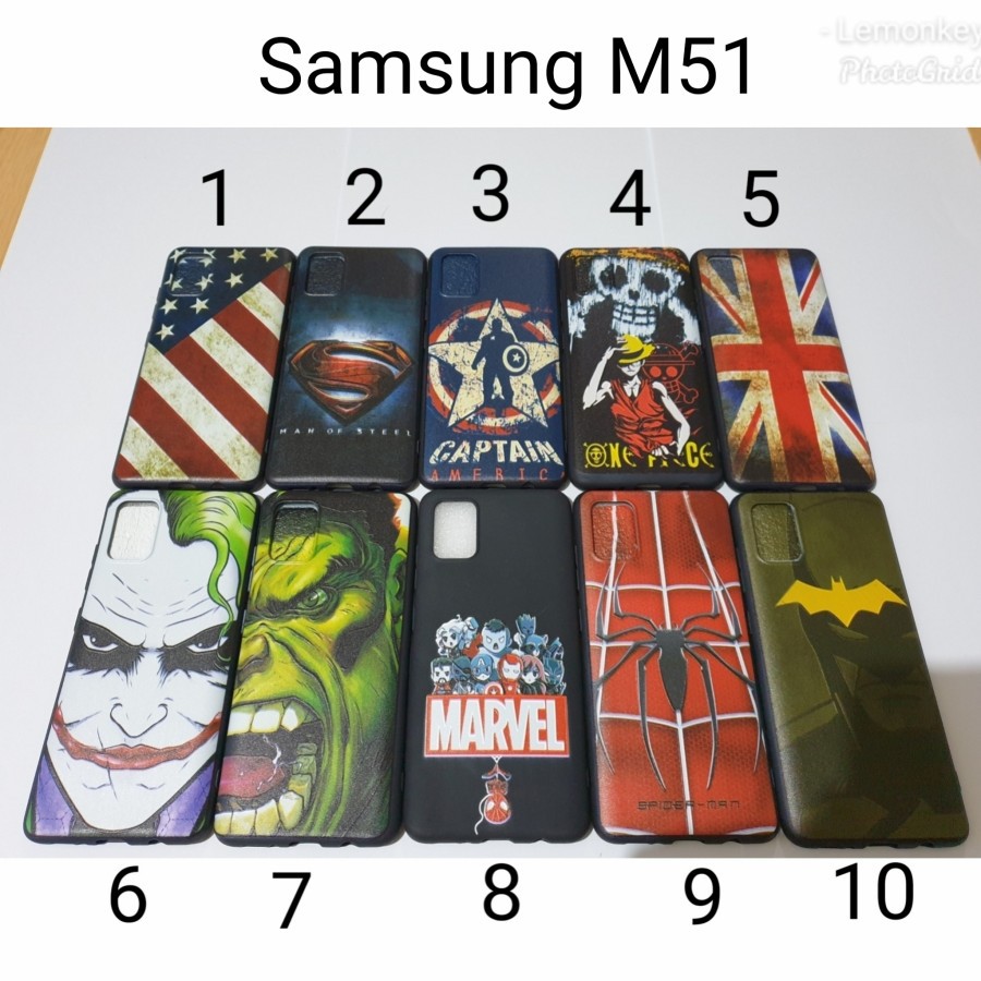 Soft Case Hitam Samsung M51 Motif Superhero black Matte