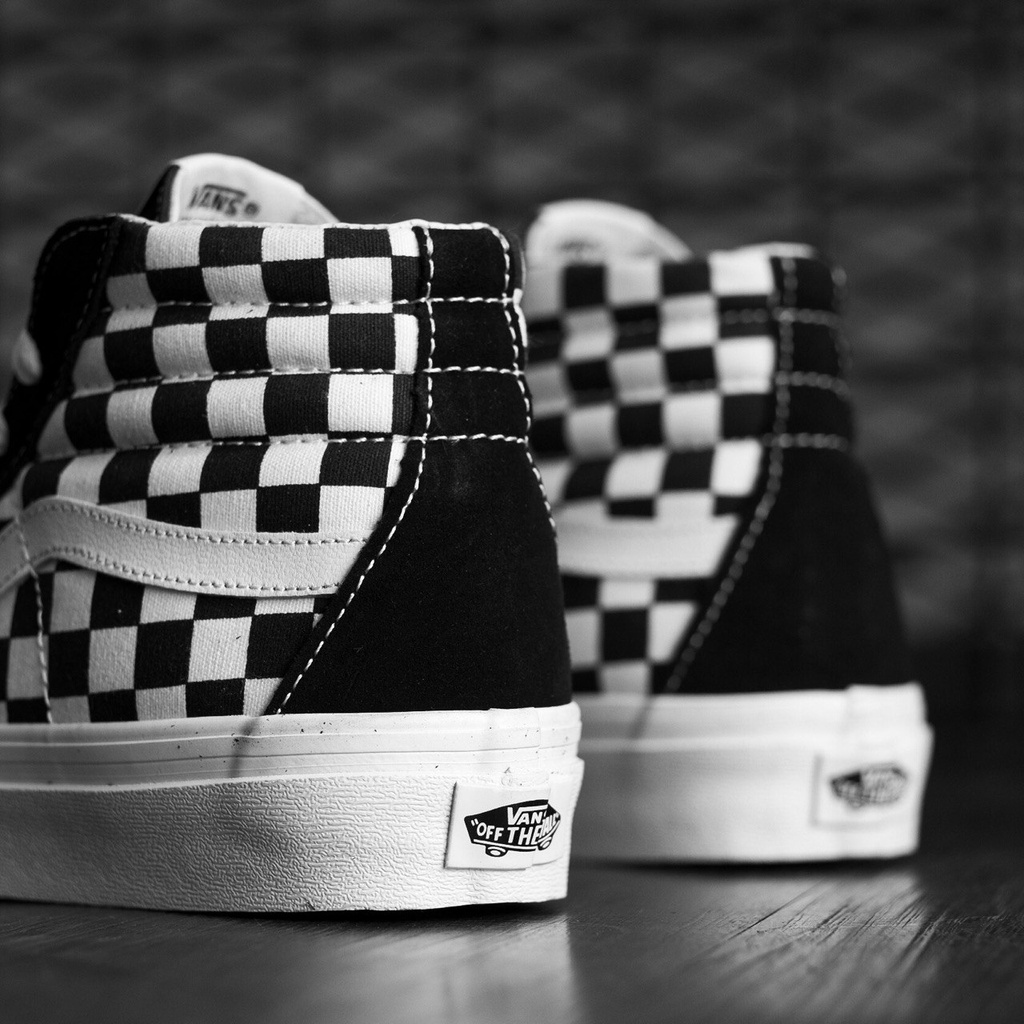 VANS SK8-HI CHECKERBOARD BLACK/WHITE CLASSIC ORIGINAL 100%