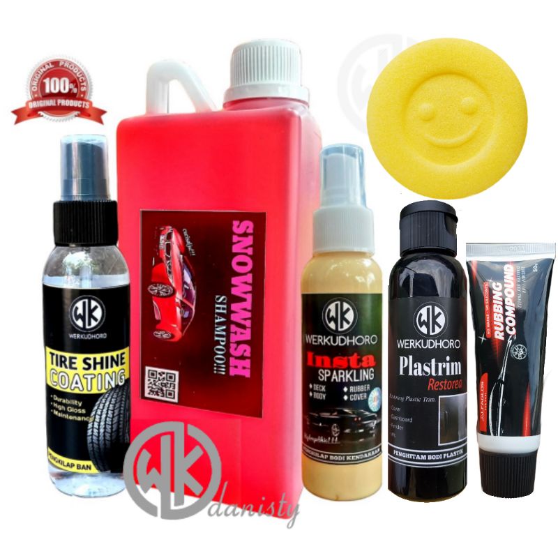 paket komplit, semir ban, pengkilap body, wash wax, penghitam, kain micro