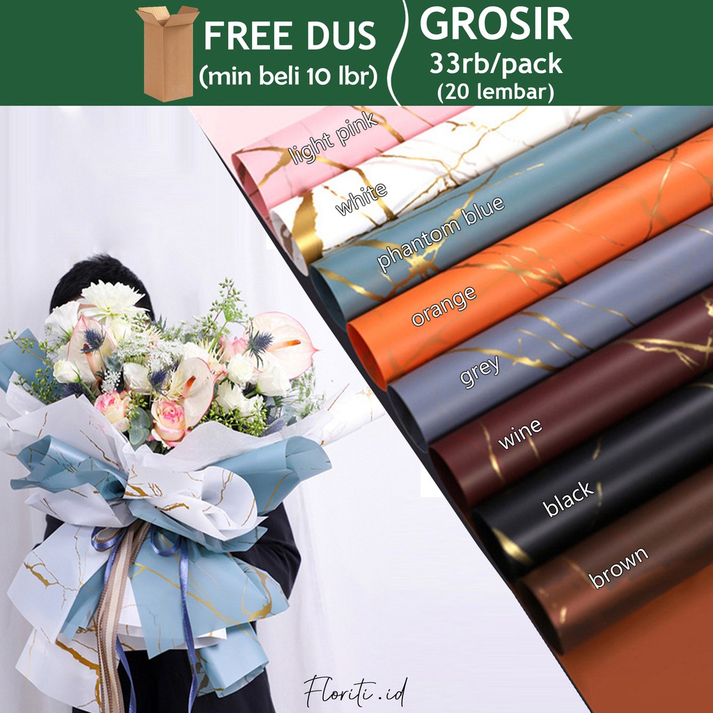 Lembaran Kertas Buket Cellophane Golden Marble Flower Lembaran Kertas Buket Cellophane Golden Marble Flower