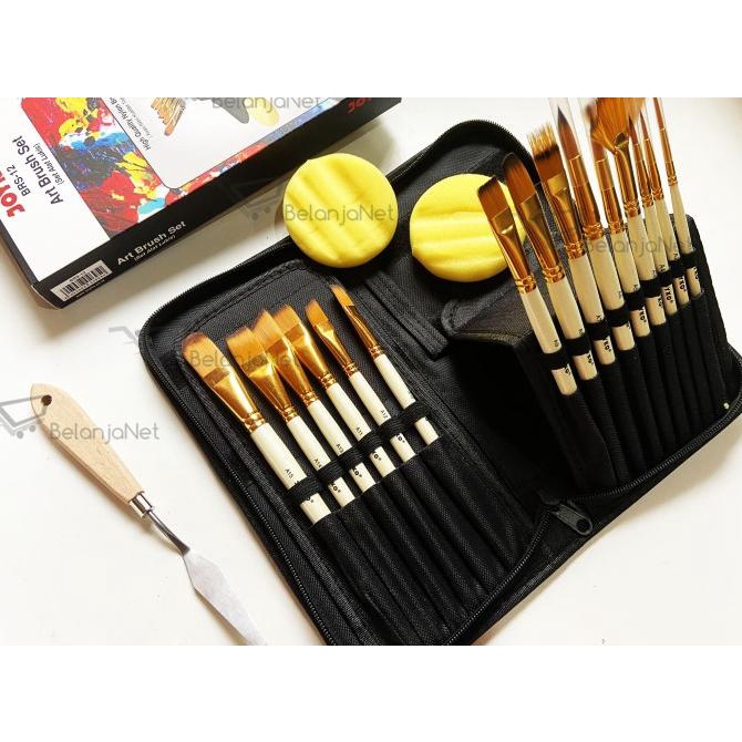 

Set Alat Lukis | Kuas Lukis Cat Air Minyak Acrylic Joyko BRS-12