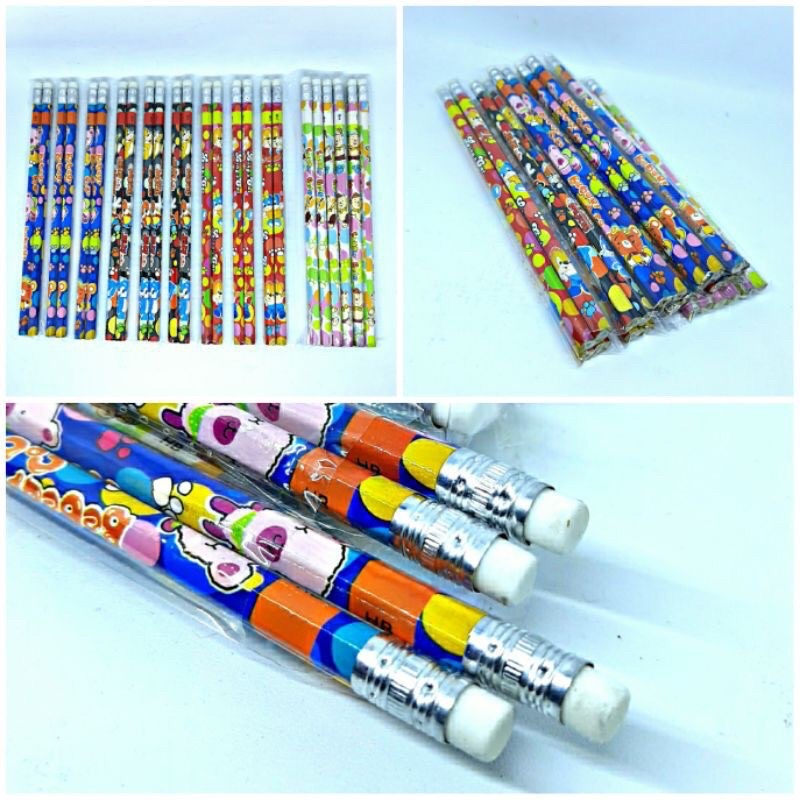 

pensil+penghapus 24 pcs motif lucu