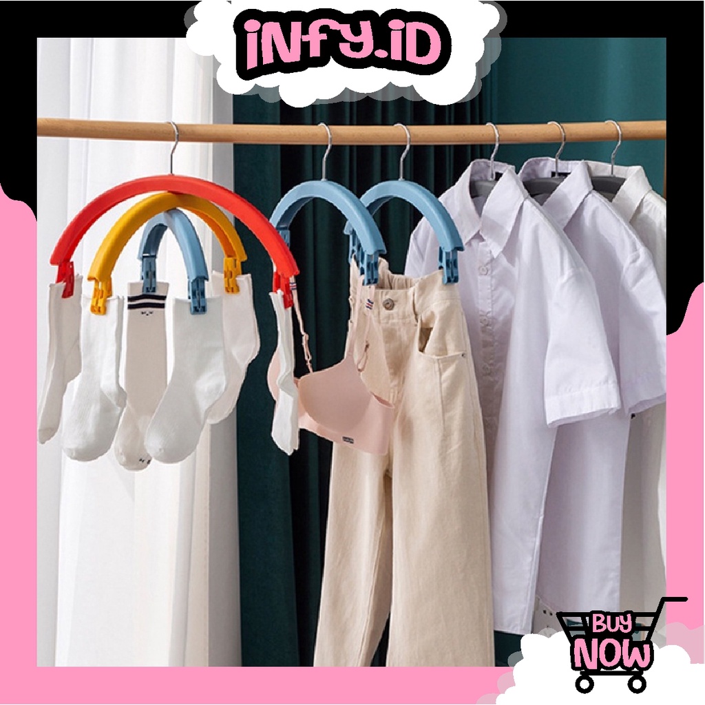 INFY - R724 Hanger Baju Pelangi Serbaguna Gantungan Pelangi Jepitan Praktis Gantungan Baju Aesthetic