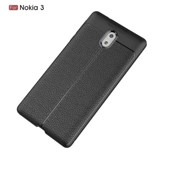 auto focus leather kulit texture nokia 3 soft case cover casing