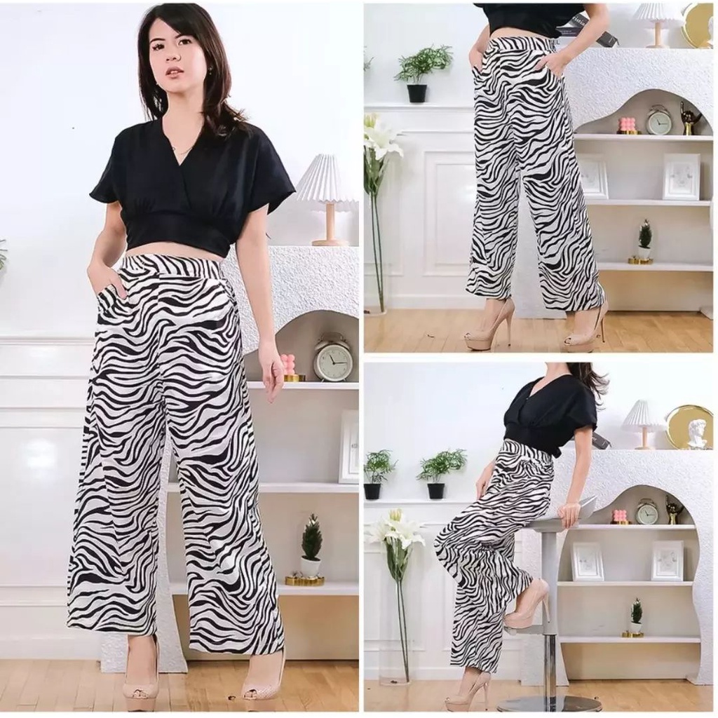 KULOT MOTIF ZEBRA BAHAN RAYON PREMIUM TERMURAH MOTIF ZEBRA SAPI ANIMAL CELANA KULOT BALI MOTIF