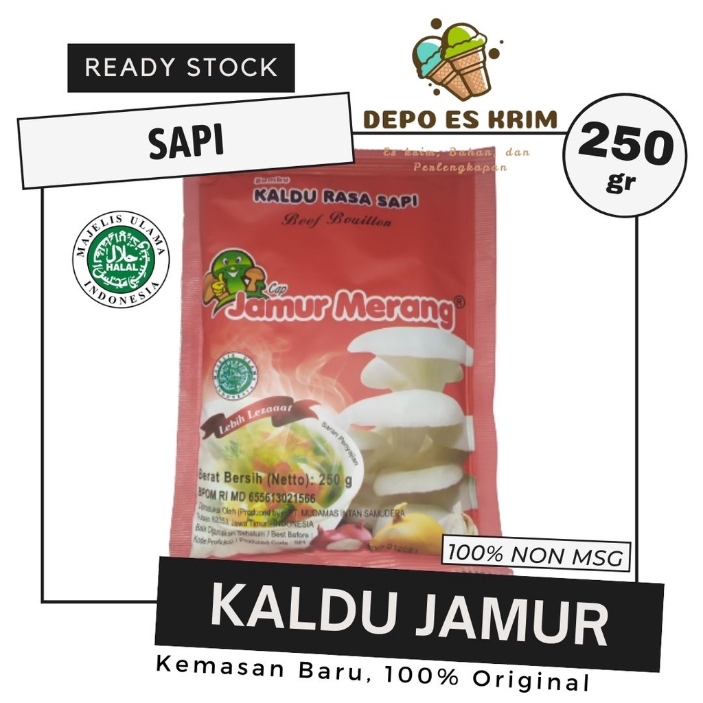 Kaldu Jamur Merang Alami 250 gram Penyedap Rasa Non MSG Pengganti Vetsin