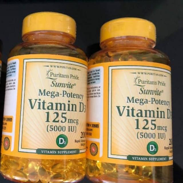 puritan vitamin D3 5000 iu isi 200 untuk tulang | Shopee ...