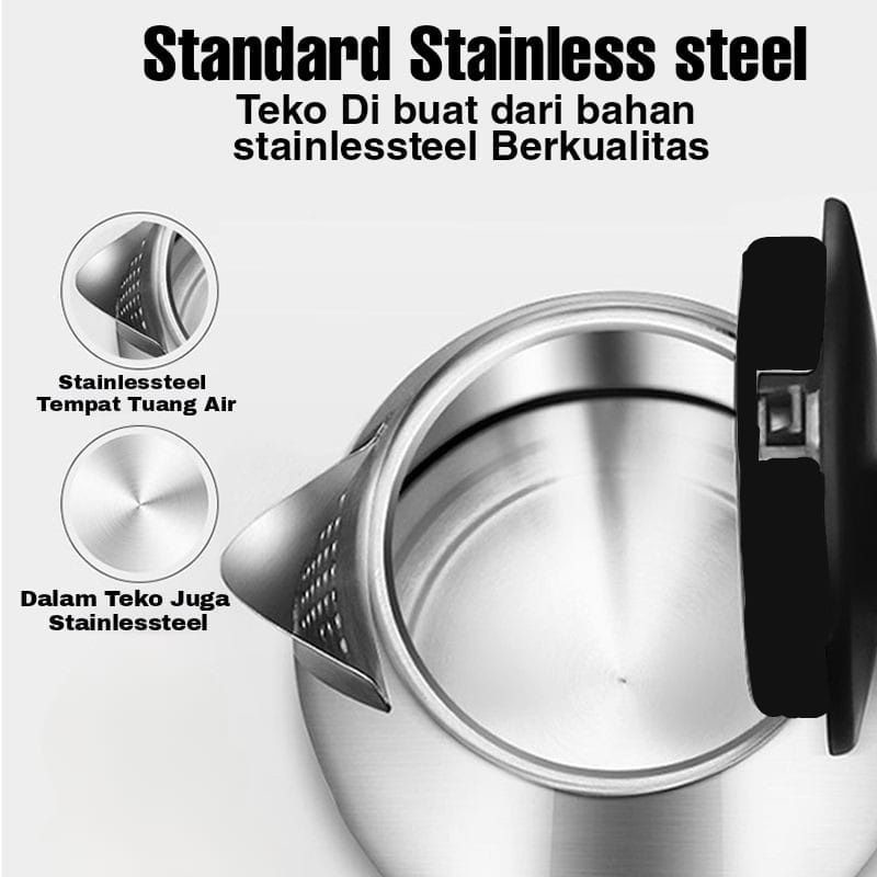 Teko Listrik Otomatis Stainless Steel 2.0 Liter Pemanas Air 2 Liter Untuk Bikin Kopi kettle electric Rebus Air Lebih Cepat Thermos Listrik