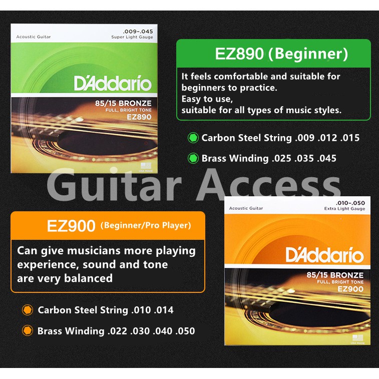 IMPORT!!Senar Gitar Akustik String Ukuran 009 Dan 011 85/15 BRONZE EZ890 Dan EZ910