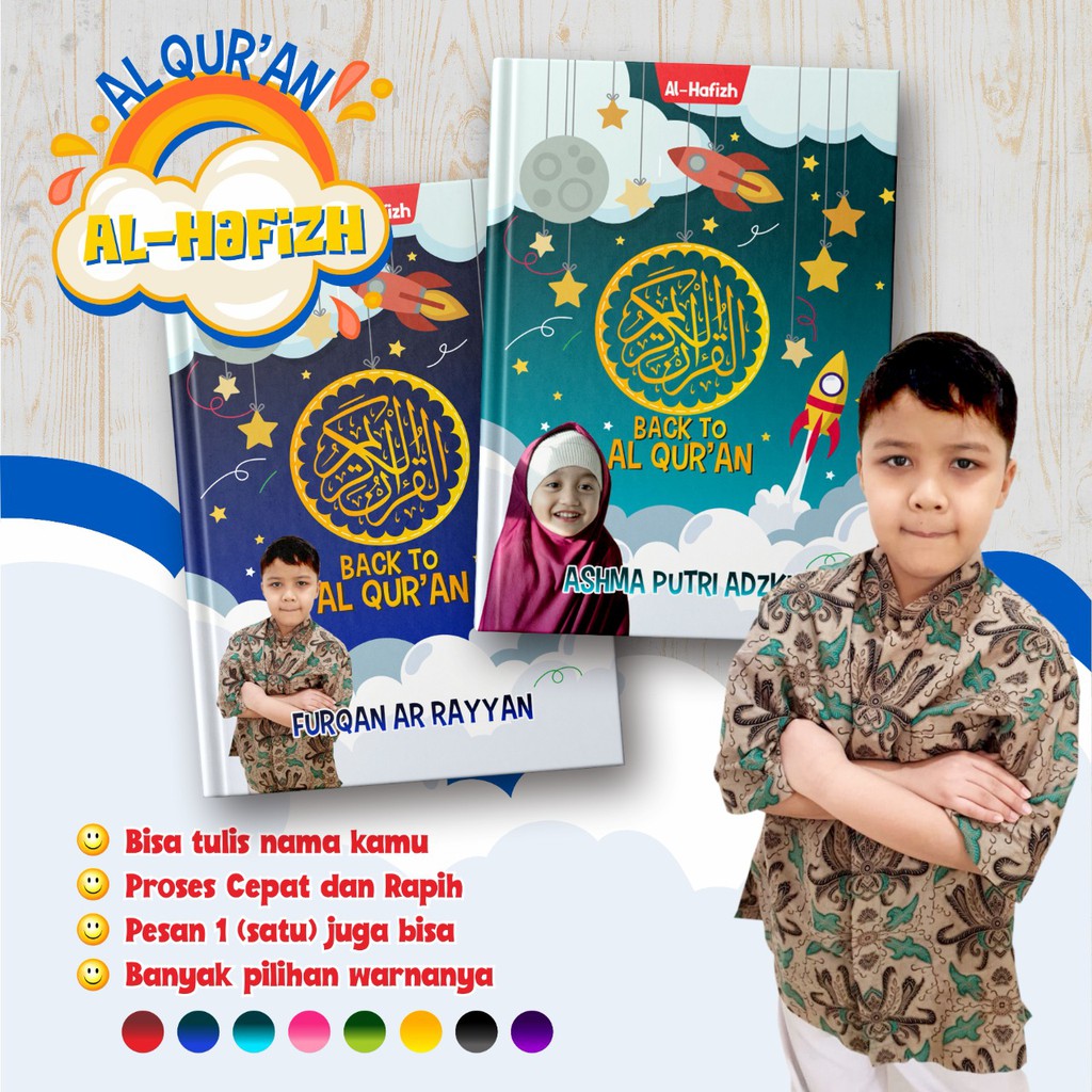 Alquran Kids Hafalan GRATIS CUSTOM NAMA Al Hafizh Hadiah Untuk Si Kecil UKURAN A5, QURAN UNIK