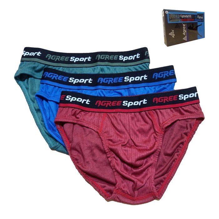 3 Pcs CD Agree Sport 2308 Pria Dewasa | Celana Dalam Agree Karet Boxer Sport Men's Brief | Sguna