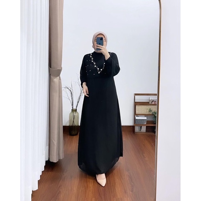 Kencana Dress Jumbo/Dress Full Furing Ld 110/Dress Remaja/Dress Lebaran/Dress Kondangan