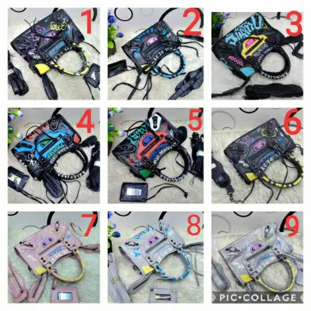 Tas selempang wanita impor mini balenciaga grafiti murah/tas selempang wanita murah