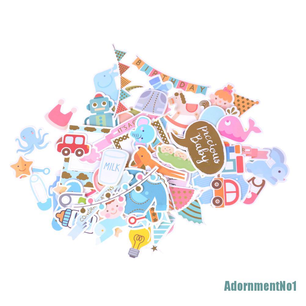 (AdornmentNo1) 73pcs / Set Stiker Die Cut Motif Bayi + Tulisan Happy Planner Untuk Scrapbook / Kartu