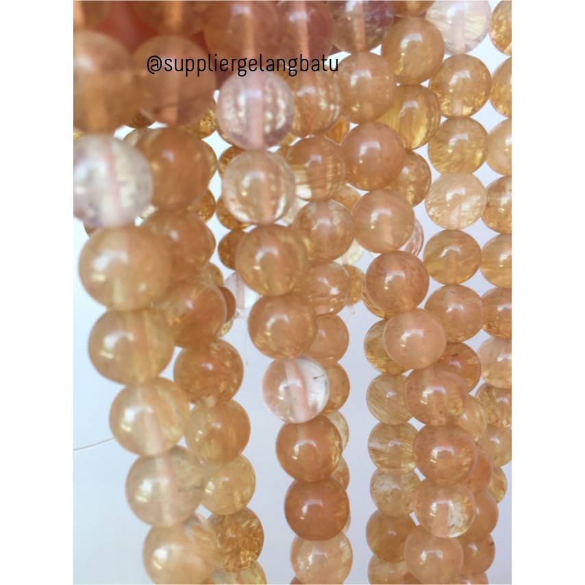 natural batu CITRINE kuning 8mm kristal yellow citrin media kesehatan aksesoris fashion pernakpernik