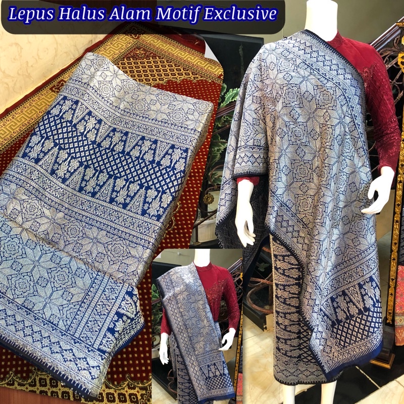 Songket Lepus Halus Exclusive ORI warna Biru Silver  /songket tenun asli palembang /ilham songket pa