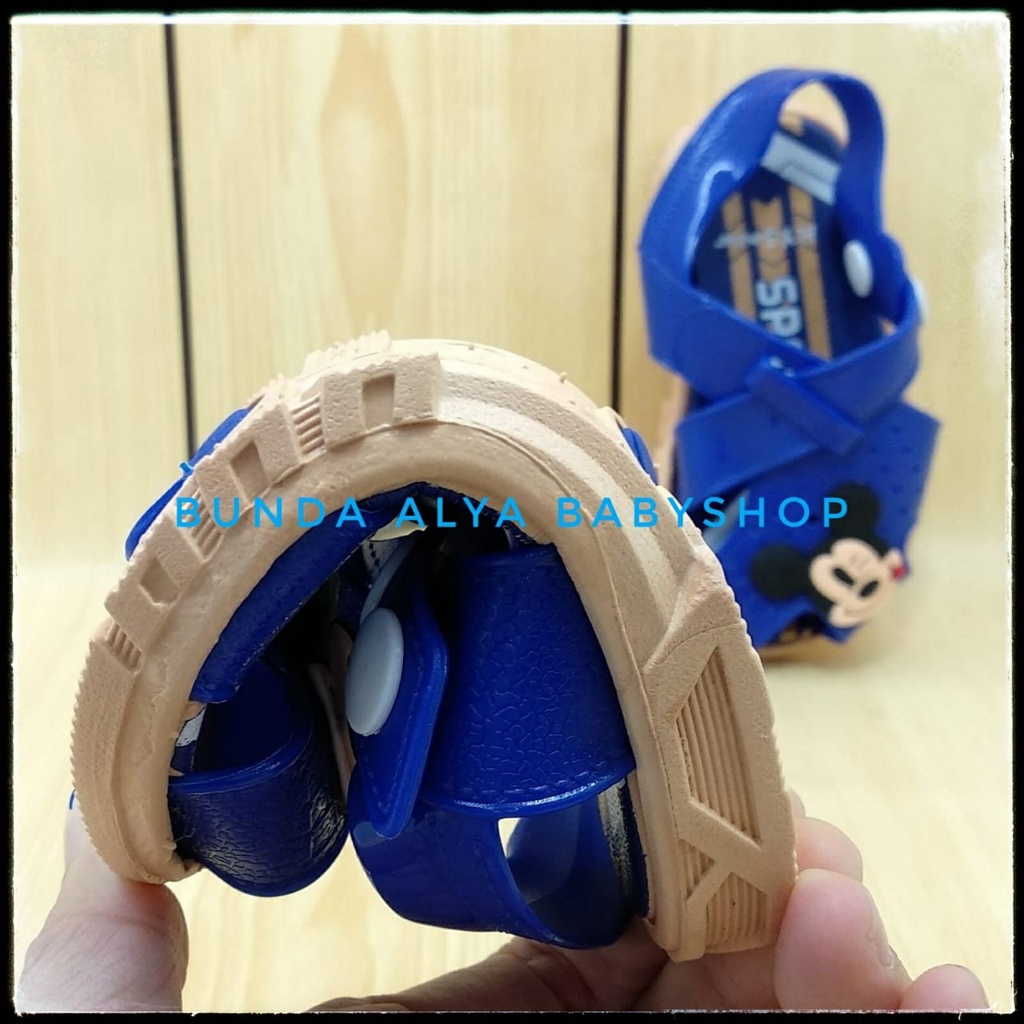 Sendal Anak Laki Laki Usia 6 Bulan 1 2 3 Tahun Kartun BIRU Karet Elastis  - Sepatu Sandal Anak Cowok Anti Licin