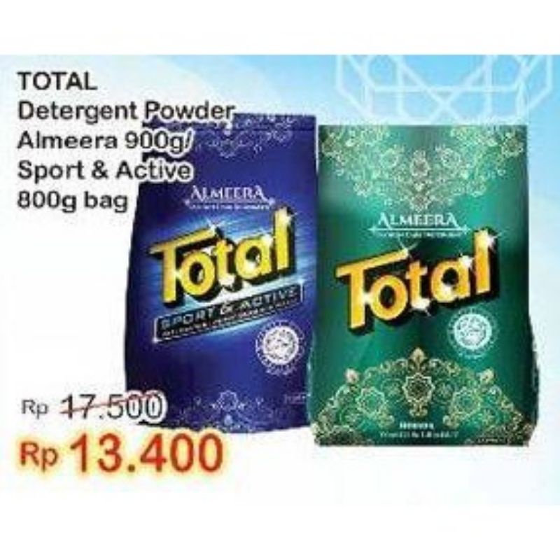 TOTAL ALMEERA SPORT &ACTIVE DETERGENT BUBUK 800gr / TOTAL DETERJEN / DETERJEN MURAH / SABUN TOTAL