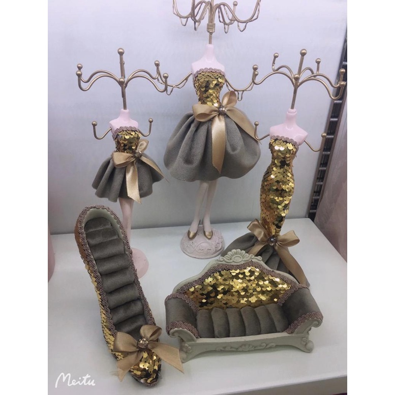 Stand Pajangan Tempat Aksesoris satu Set Display Manekin Aksesoris Kalung Anting Cincin-