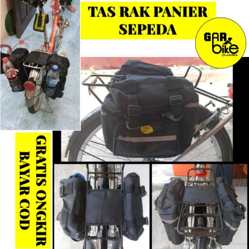 Tas Sepeda Touring Bycycle Bag Saku Kiri Kanan Rak Pannier Bagasi Shimano Bike to Work Minion Seli