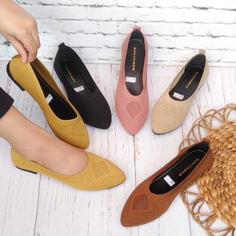 Flat Shoes Wanita Rajut Import Sol Karet Cc 04 Shopee Indonesia