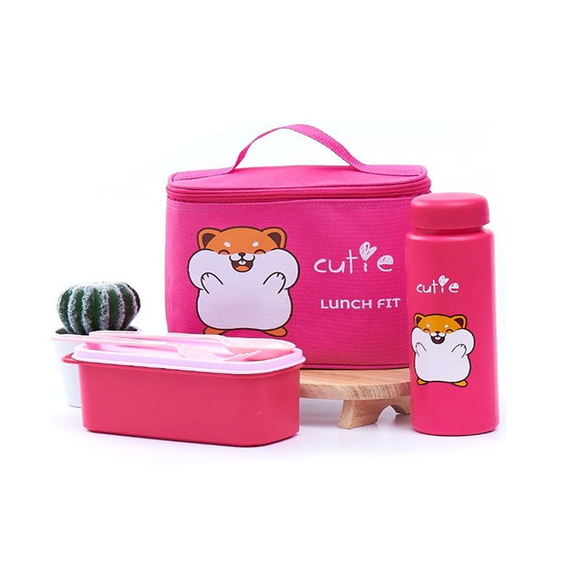 Tempat Makan Dengan Botol Minum Set Tas Jennie Kids Lunch Fit Lunch Bag Set Of 4pcs kotak tempat makan anak 2 sekat botol minum garpu sendok plastik piknik olah raga bekal sekolah