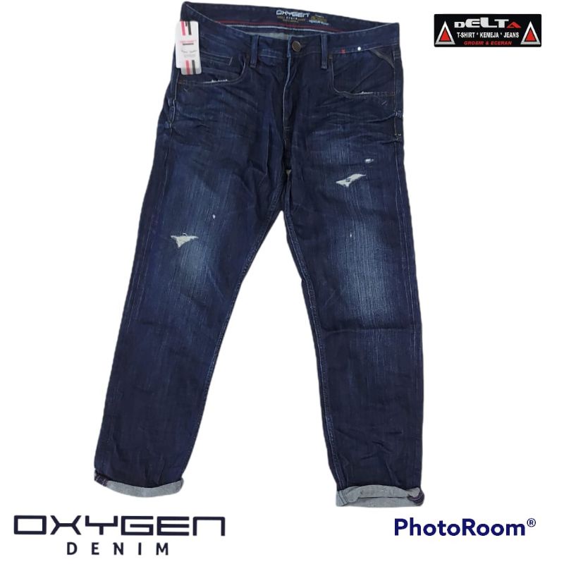 OXYGEN Original Denim Ripped Jeans Slim Fit- Dark Blue (OXN-186) || OXYGEN Destroyed || 0473